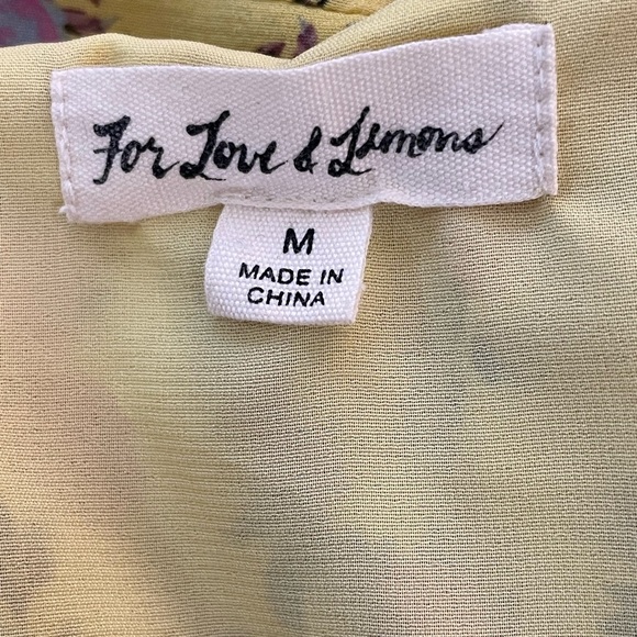 For Love And Lemons Silk Beaumont Sleeveless Top Yellow Floral Print Size M - Picture 6 of 8